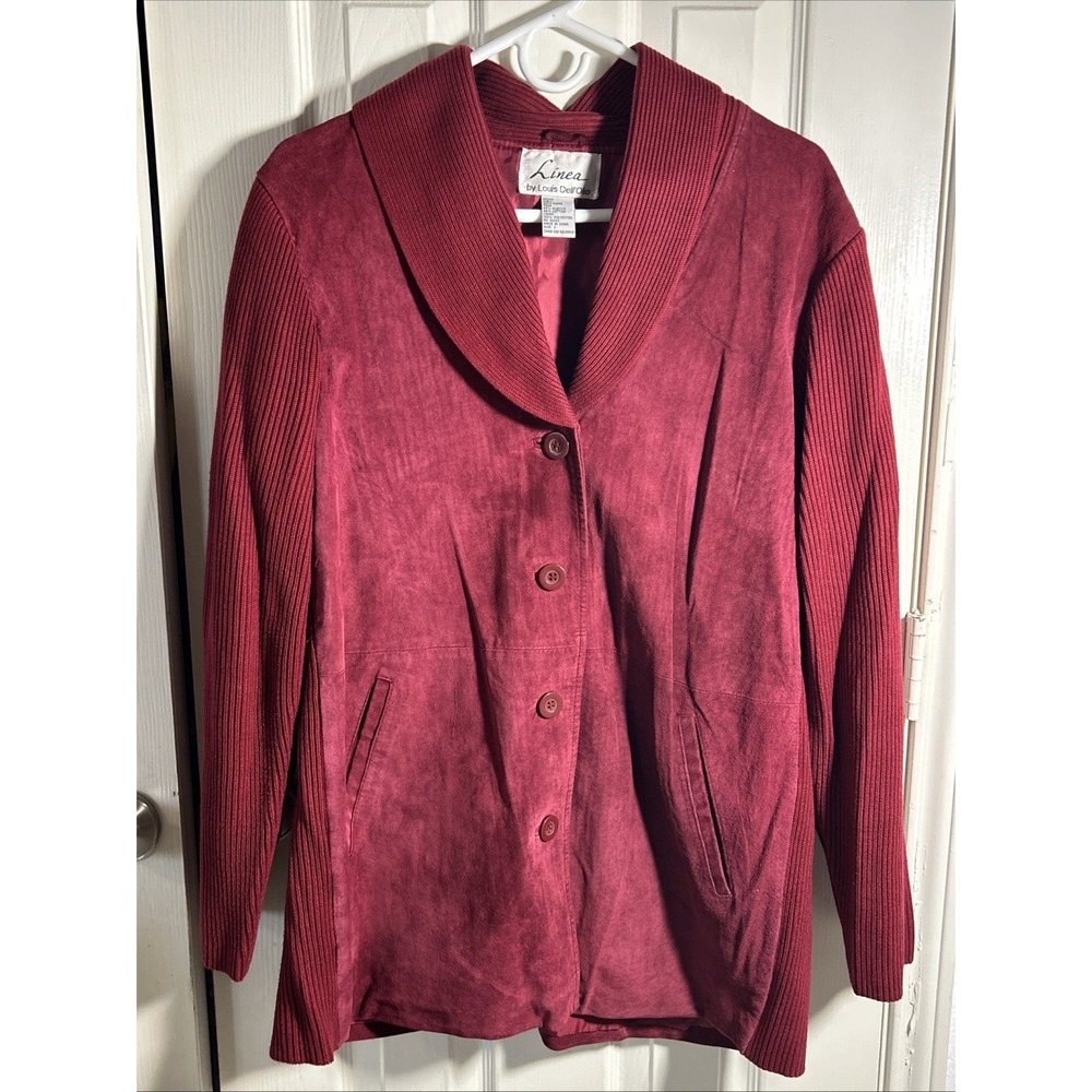 Linea by Louis Dell'Olio Dressy Washable Suede and Knit Jacket Size L Red
